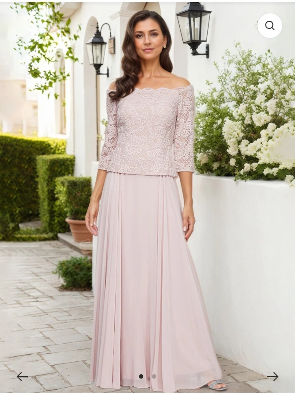 Alex Evenings Women's Long Lace Off The Shoulder Mock Dress.